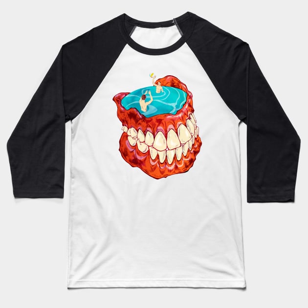 Denture Pool Baseball T-Shirt by anneeschwank